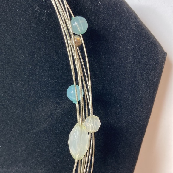 Light Pale Blue Green Beaded Necklace 18" 3" Extender - Picture 6 of 12